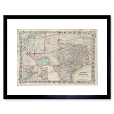 Map Illustrated Antique Colton Texas Framed Wall Art Print
