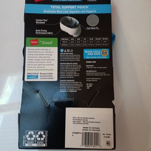 Men's 3-Pack Hanes X-Temp Total Support Pouch Comfort Flex Tagless Trunks Size S - Picture 3 of 7