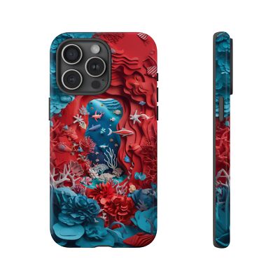 For iPhone/Galaxy/Pixel | Phone Cover Case - Red Blue Ocean Paper Cave Sea