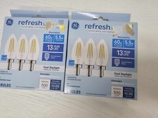    LOT OF 2-GE refresh LED cool white chandelier bulbs, 60 watt equivalent, 5.5