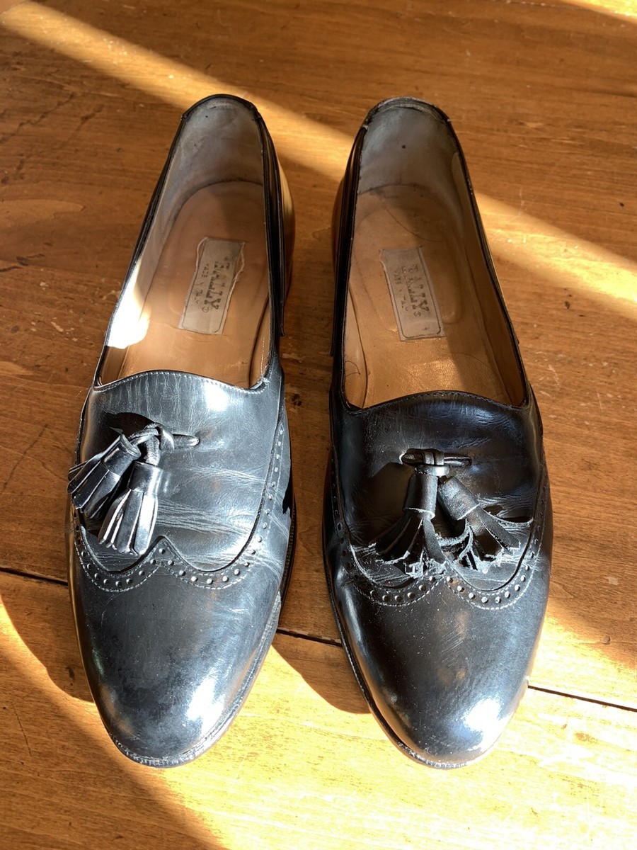 Bally Switzerland Dress Loafers Black Tassel Wingtip 9.5 D  display picture 2
