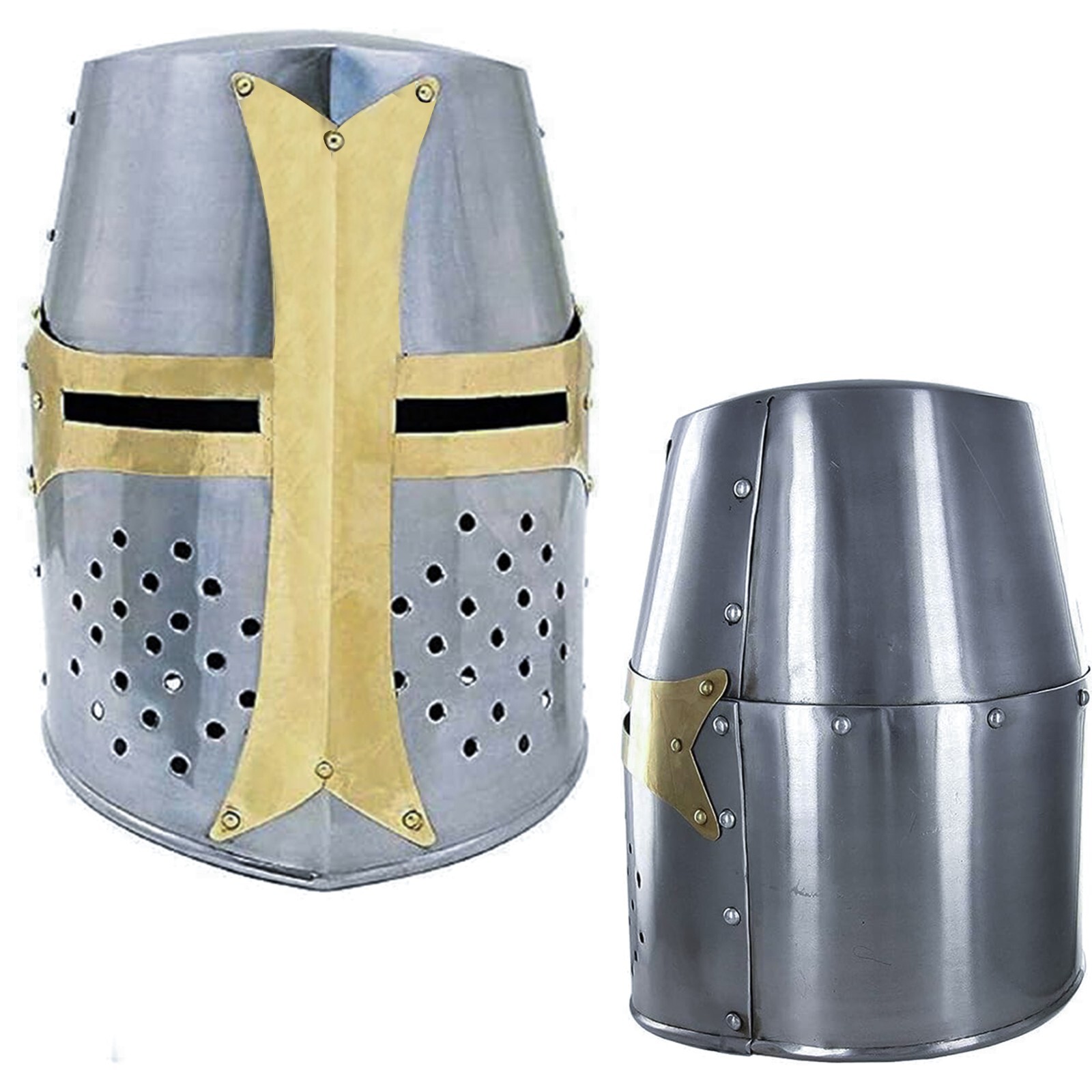 Medieval Templar Crusader Knights Helmet Adult Wearable Costume for Roleplay-image