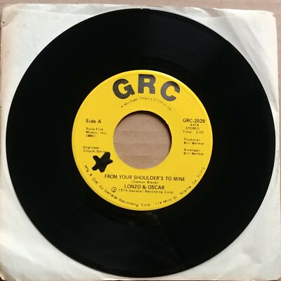 LONZO & OSCAR From Your Shoulder's To Mine 45 7'' RARE COUNTRY Record GRC Records