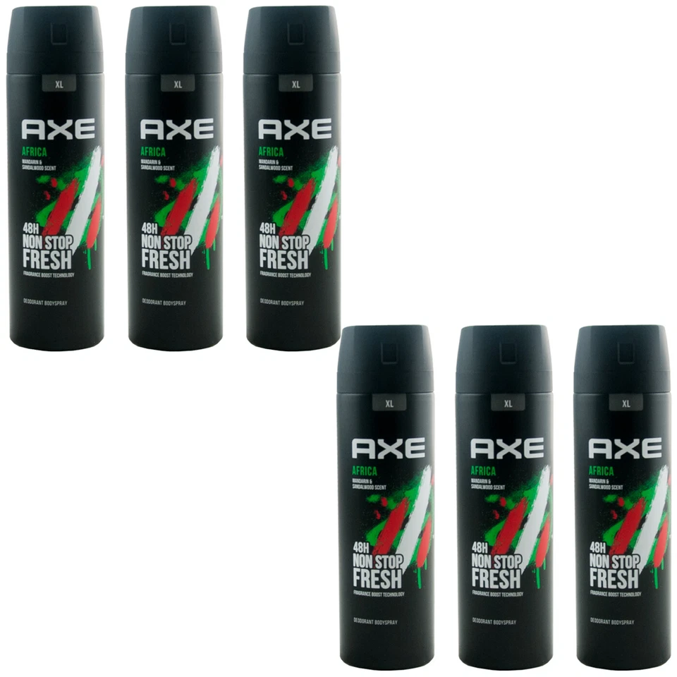 Axe AFRICA Deo Spray 6 x 200ml Deodorant Bodyspray for Man XL-Größe