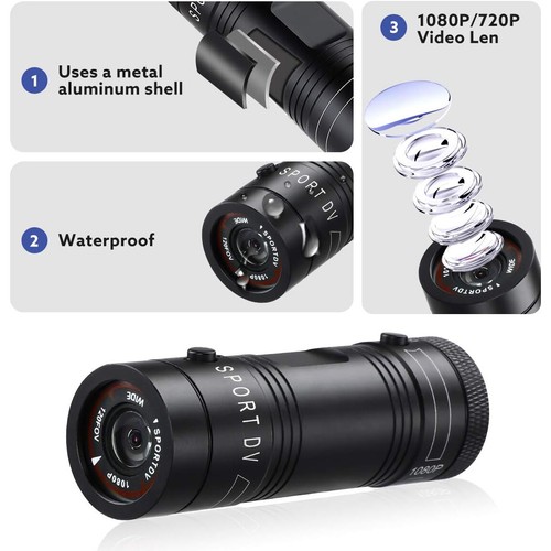 Action Cam 1080P Full HD 120° Weitwinkel Sport Action Kamera Motorrad Helmkamera - Bild 5 von 12
