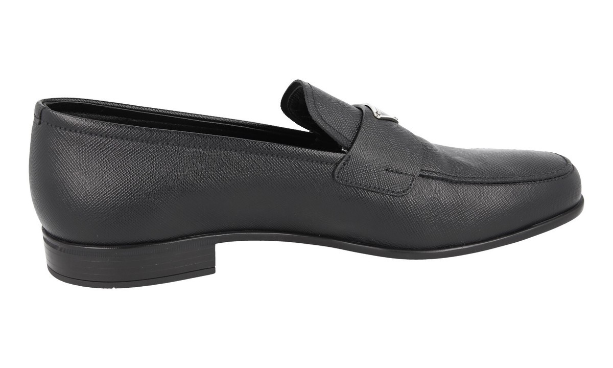 PRADA SAFFIANO LOGO DRESS SHOES 2DB180 BLACK LEATHER NEW US