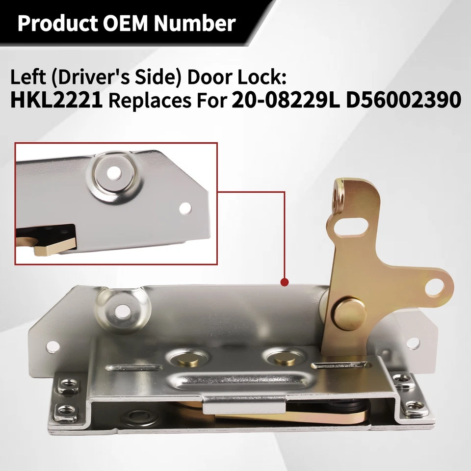 Cerradura de pestillo de puerta lado del conductor izquierdo para camión Peterbilt HLK2221 20-08229L D56002390 Foto 3 de 4