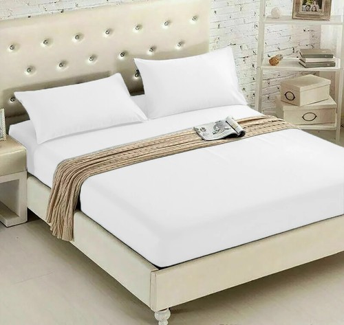 LuxuryPlain Dye Fitted Mattress Cover Sheet Plain Breathable Bedding Sheet - Picture 7 of 15