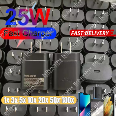 25W Type C USB-C Super Fast Wall PD Charger Block For Samsung Galaxy S20 S21 Lot