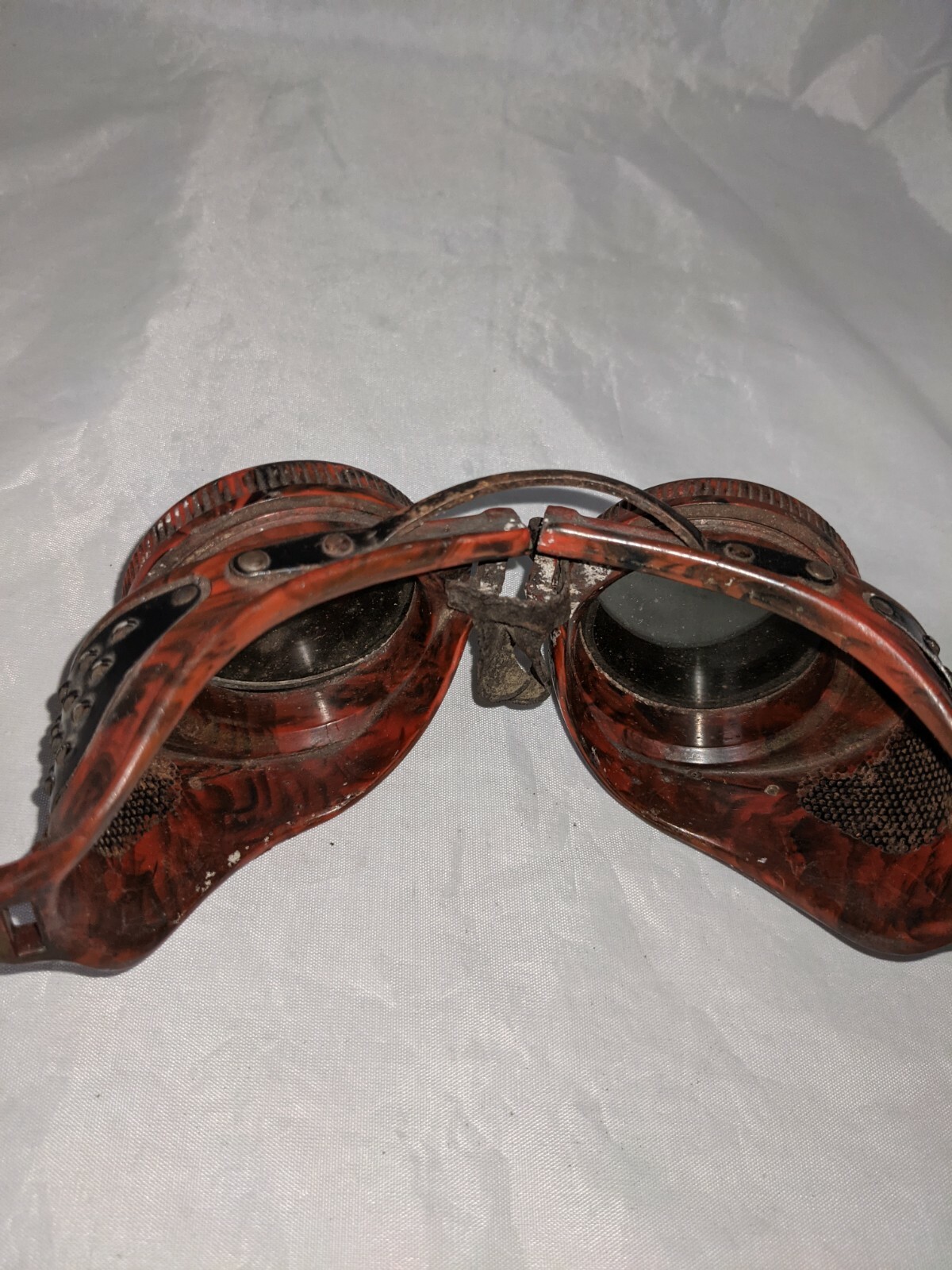 Vintage Welding Goggles Green Lenses No Strap Steampu… Gem