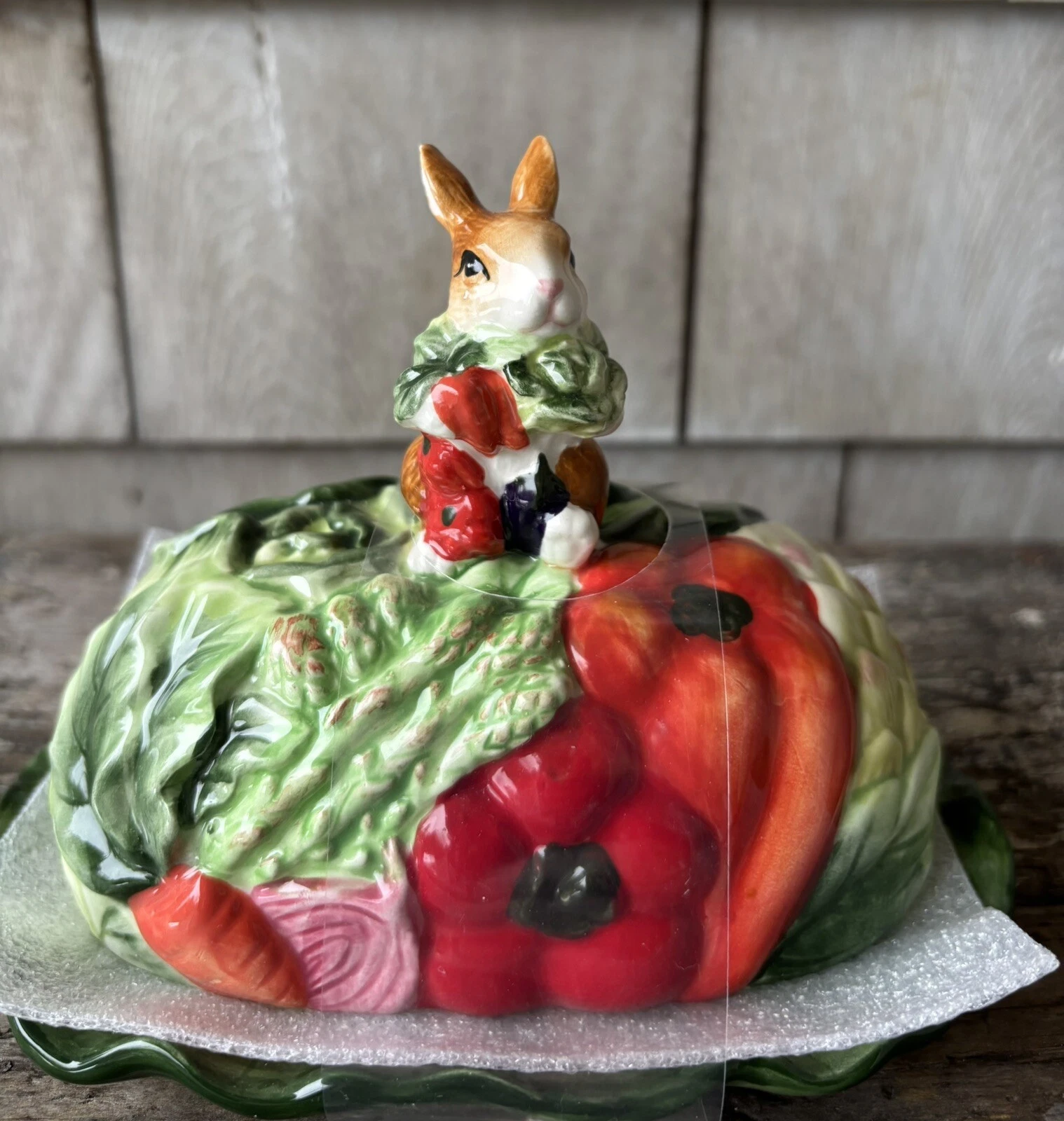 Corner Ruby Spring Collection Vegetable Patch Bunny Rabbit BUTTER DISH ~ New