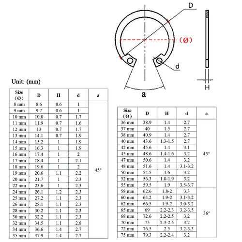 Internal Retaining Rings C Circlip for Bores 8mm to 72mm DIN 472 Manganese Steel - Picture 2 of 11
