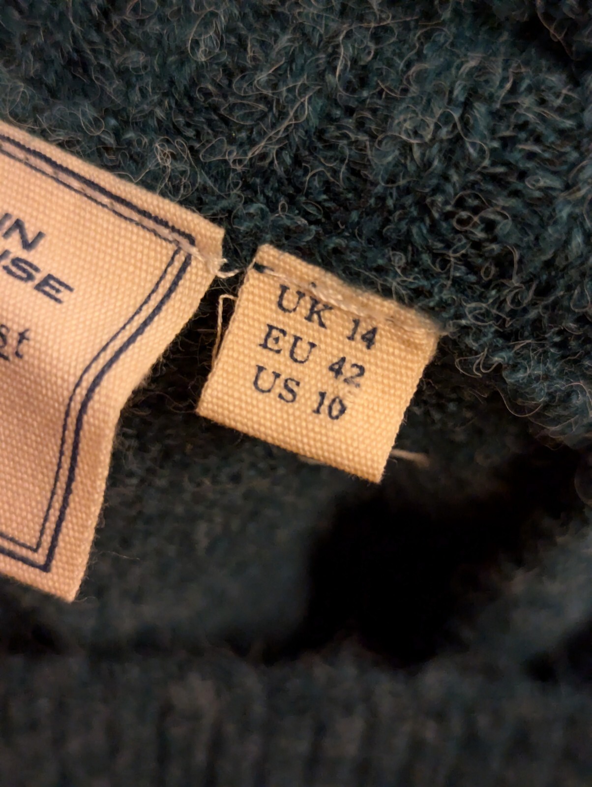 Mountain Warehouse Jumper 14 Womens Teal Green Oversized Knitted roll neck Knit image 9