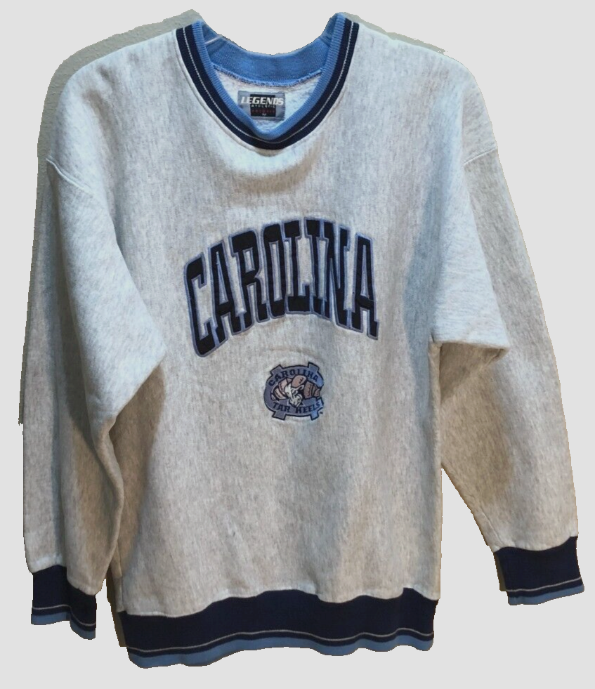 North Carolina Tar Heels Basketball NCAA Vintage 90s Gray Logo ACC Sweatshirt M