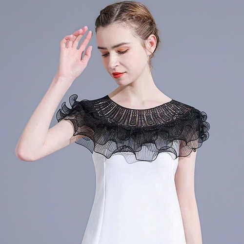 Women Layered Ruffles Lace Bolero Prom Wedding Dress Shawl Shrug Wrap Cover Up - Picture 10 of 19