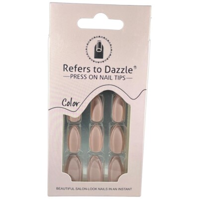  D2M Press on Nail Tips Light Brown Fake Nails, 12 Pieces 