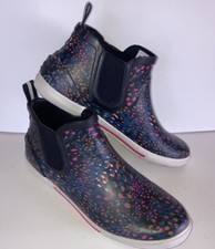 Joules Wellington wms 7 EU 9 USrain Boot BLACK Rubber Ankle Length Slip On Shoe.