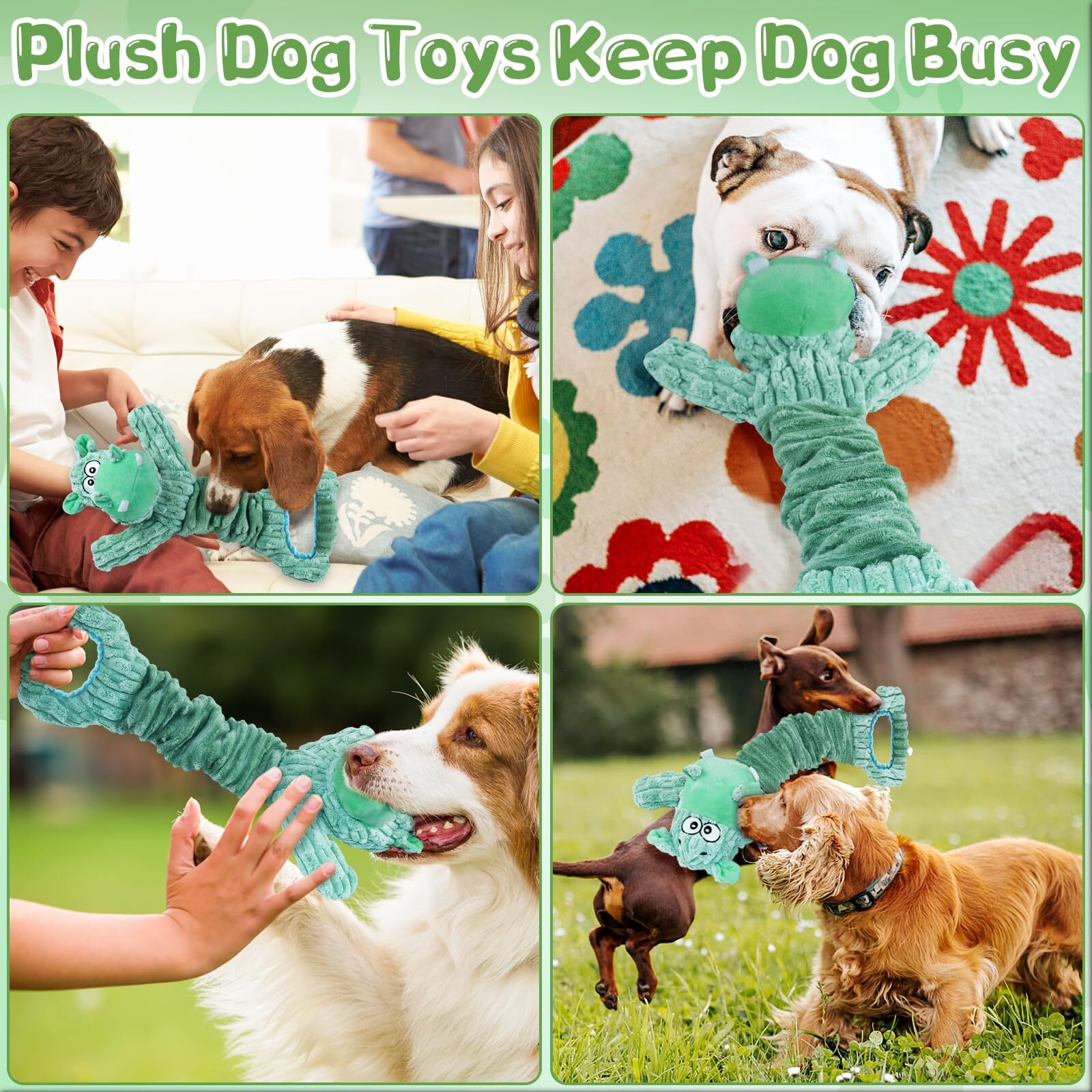 Plush Dog Toy for Aggressive Chewers with Squeaker - Large Size