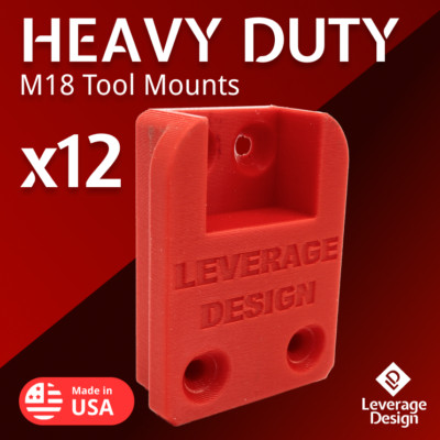 12 Pack: HEAVY DUTY Milwaukee M18 TOOL Holder / Mount MADE IN USA