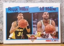 COOL BASKETBALL CARD REGGIE MILLER & JEFF MALONE LEAGUE LEADERS FREE THORW %
