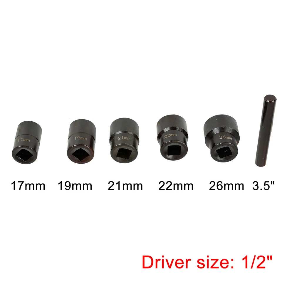 7pc Steel Deep Twist Socket Set 1/2" Drive Lug Nut Remover Extractor Tool Metric - Image 4 of 4
