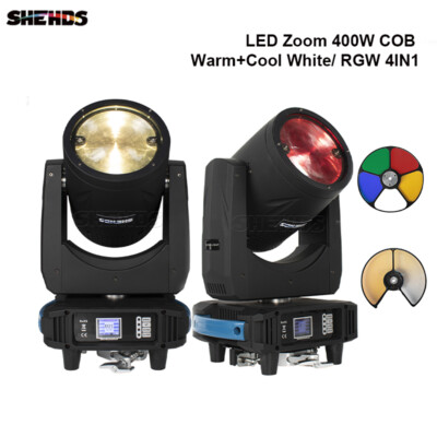 SHEHDS LED Zoom 400W COB Warm+Cool White/ RGW 4IN1 Moving Head Lighting Stage