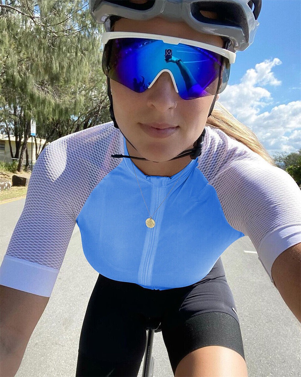 Maglia Ciclismo Donna Wulibike A Manica Corta Con Zip – 4 Tasche Posteriori (3 + 1 Nascosta), Vestibilità Ergonomica E Strisce Riflettenti