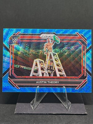 Austin Theory 2023 Panini Prizm WWE RAW #96 BLUE WAVE PRIZM