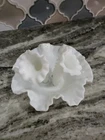 Vintage Fenton? White Glossy Milk Glass Hobnail Flower Horn Epergne Ruffled Bowl