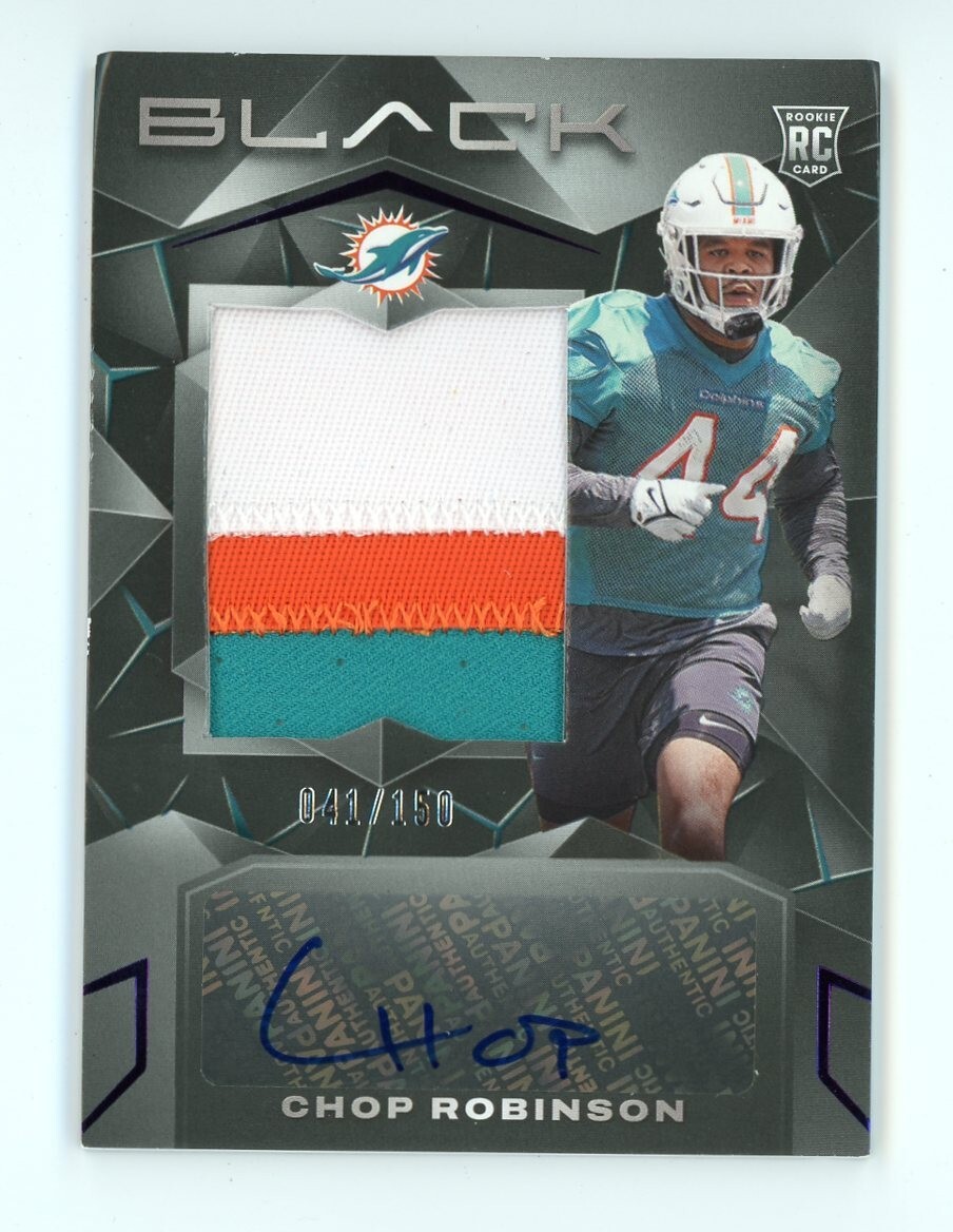 2024 Panini Black 239 Chop Robinson RC Rookie Patch Autograph Royal /150 3 Color