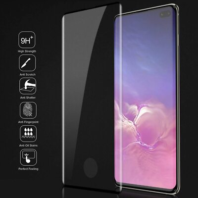for Samsung Galaxy S10 Plus Full Coverage Screen Protector Tempered Glass -Black