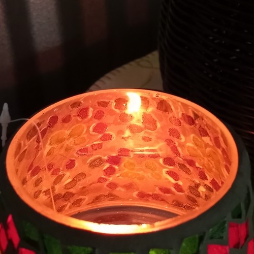 Christmas Poinsettia Glass Mosaic Candle Jar Shade Home Interiors - Picture 13 of 21