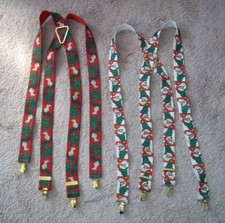 2 Vtg CAS W Germany Christmas Reindeer  Santa Claus Suspenders Brass Hardware
