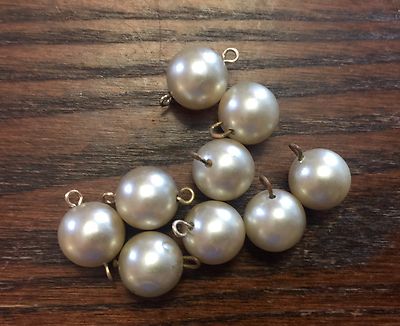 Vintage German Champagne Pearl Coated Lucite Round Chubby Bead Drops Links Lot