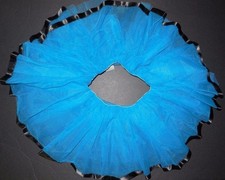New Small Child Turquoise Blue Tutu Black Ribbon Trim Girls 11"
