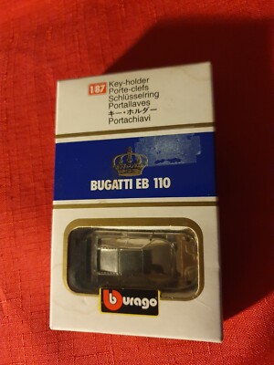 RAR Burago 1/87 Bugatti EB 110 Schlüsselanhänger/Ring Keyring Chrom verpackt & unbenutzt