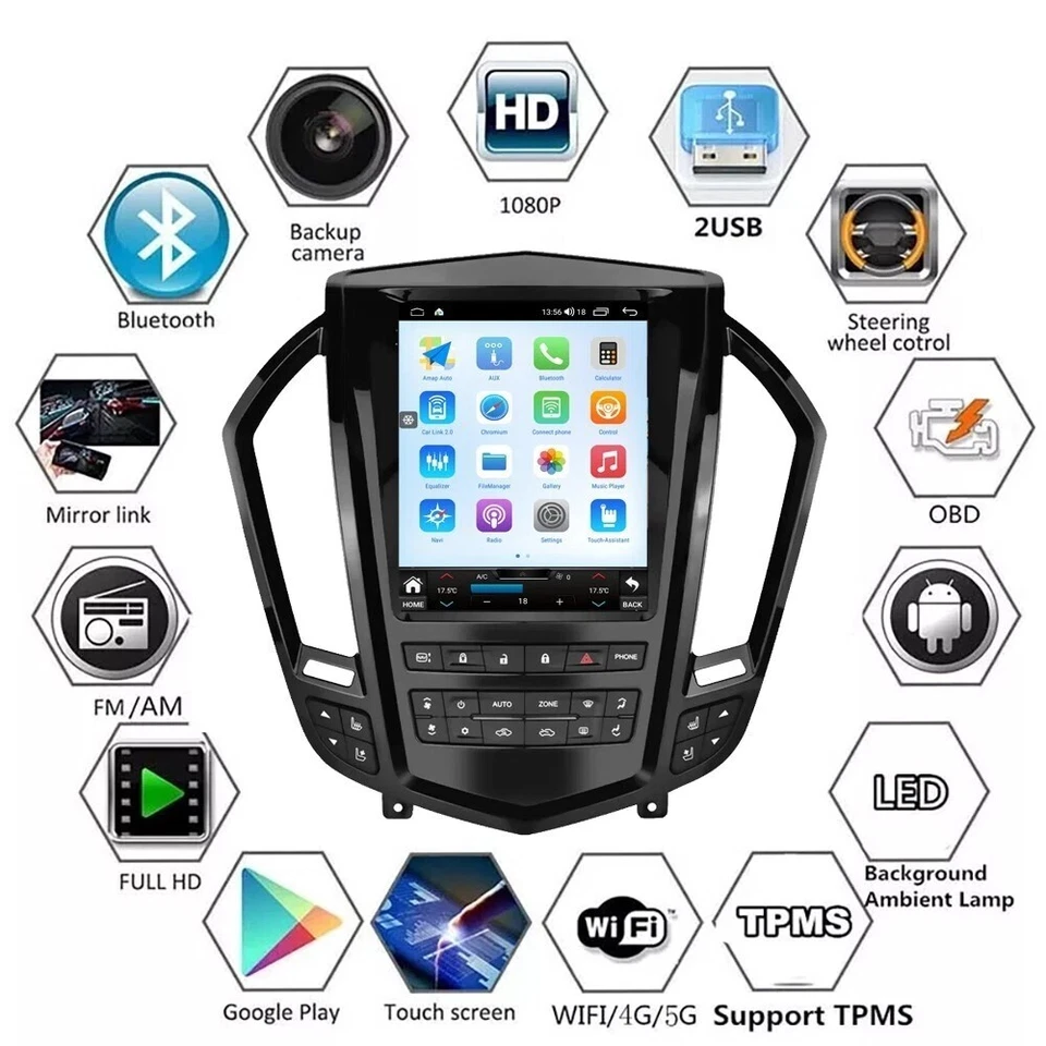 Reproductor estéreo de radio de coche Android 13 para Cadillac SRX 2009-2012 Carplay GPS navegación Foto 4 de 4