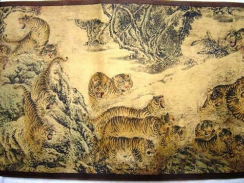 china folk collecton!Chinese Painting Scroll Of Hundred Tigers - Picture 7 of 7