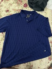 adidas Climacool Men's Polo Shirt L Blue Solid Short Sleeve Collared Button
