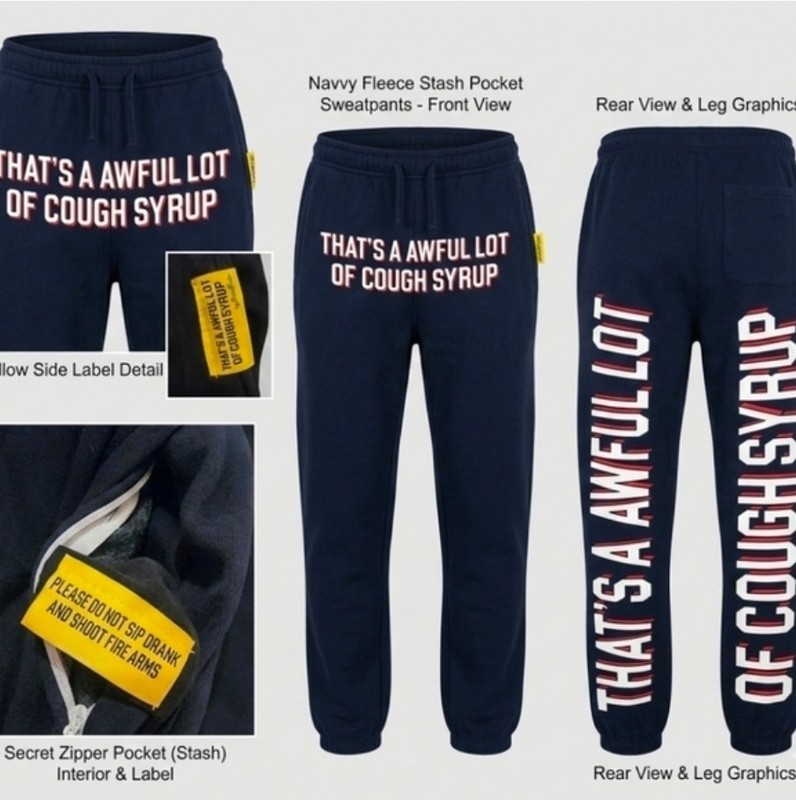 That’s A Awful Lot Of Cough Syrup Navy Fleece Sweatpants XL