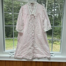 Vintage Miss Elaine Floral Robe Housecoat Nightgown Perma Pucker Sz L NOS NWT