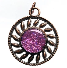 Medallion Pendant with Handcrafted Magenta Pink Dichroic