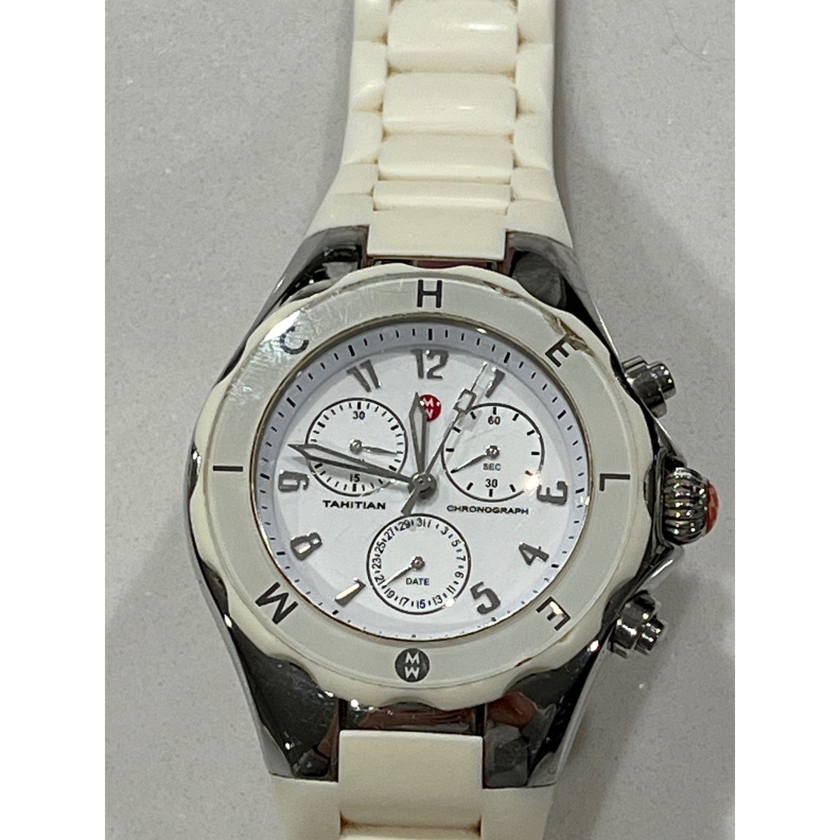 Michele Tahitian Chronograph White Silicone Watch Jelly Bean  display picture 2