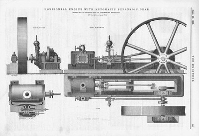 Davey Paxman & Co Horizontal Engine Antique Engineering Print 1883
