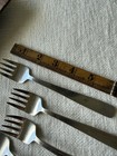 6) Gense FACETTE Salad Forks 6-1/2" SWEDEN Stainless Satin 18-8  Short Tines MCM — photo 2