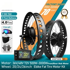 Ebike Fat Tire 48V 2000W 3000W 4.0Tire Hub Motor Wheel Snow Conversion Kit 20 26