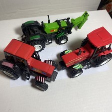 NP344 New-Ray Toys Plastic Farm Vehicles - Bundle of Three Tractors See Notes