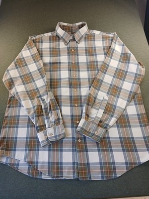 Viyella Button Down Sport Shirt Mens XL White Tattersall Check Cotton Wool Blend