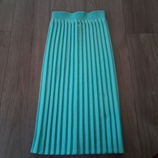 Vintage 1970s Montgomery Ward Seafoam Accordion Pleated Midi Skirt Elastic Waist