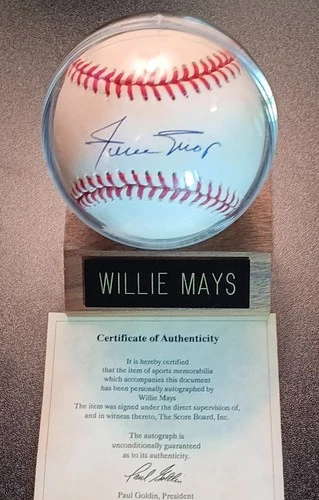 Willie Mays Signed MLB Baseball COA Mint White Ball rare